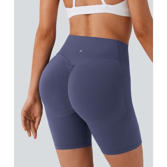 Halara UltraSculpt Cinched Tummy Control Shaping Biker Shorts 7'' Blue S - Picture 5 of 9